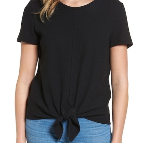 Madewell Modern Tie Front Tee - NWT, black, XS - Picture 2 of 3